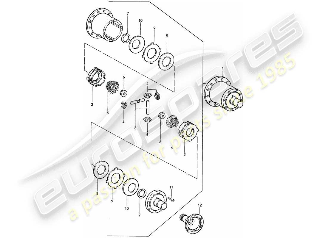porsche 1986 (944) sperrdifferential - manuelles getriebe ersatzteildiagramm