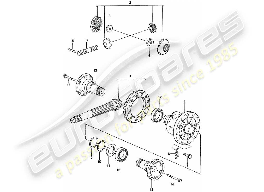 porsche 1976 (924) differential - 5-speed ersatzteildiagramm