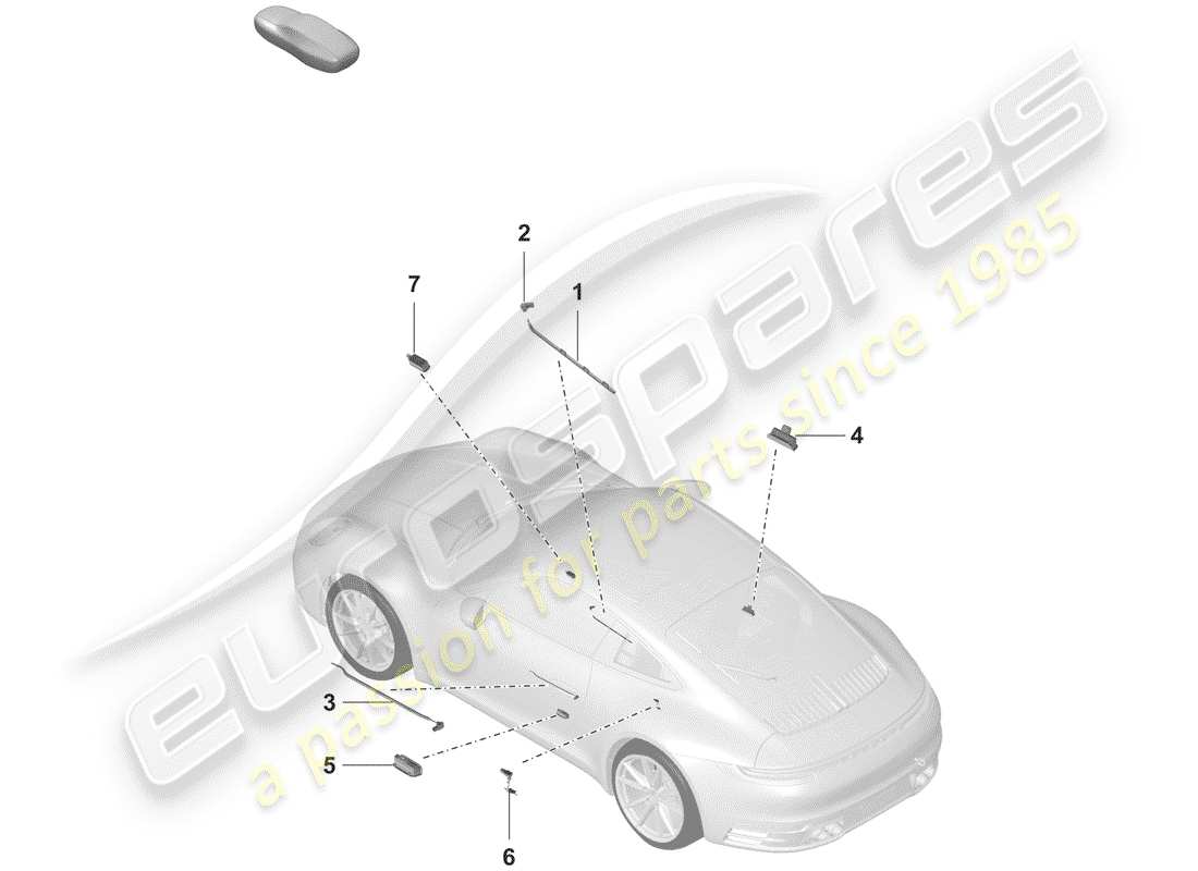 porsche 2019 (992-1) innenleuchte ersatzteildiagramm
