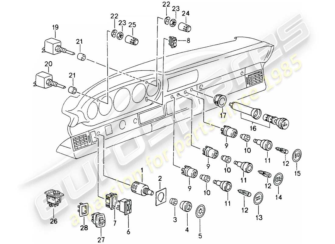 porsche 1996 (993) switch-ersatzteildiagramm