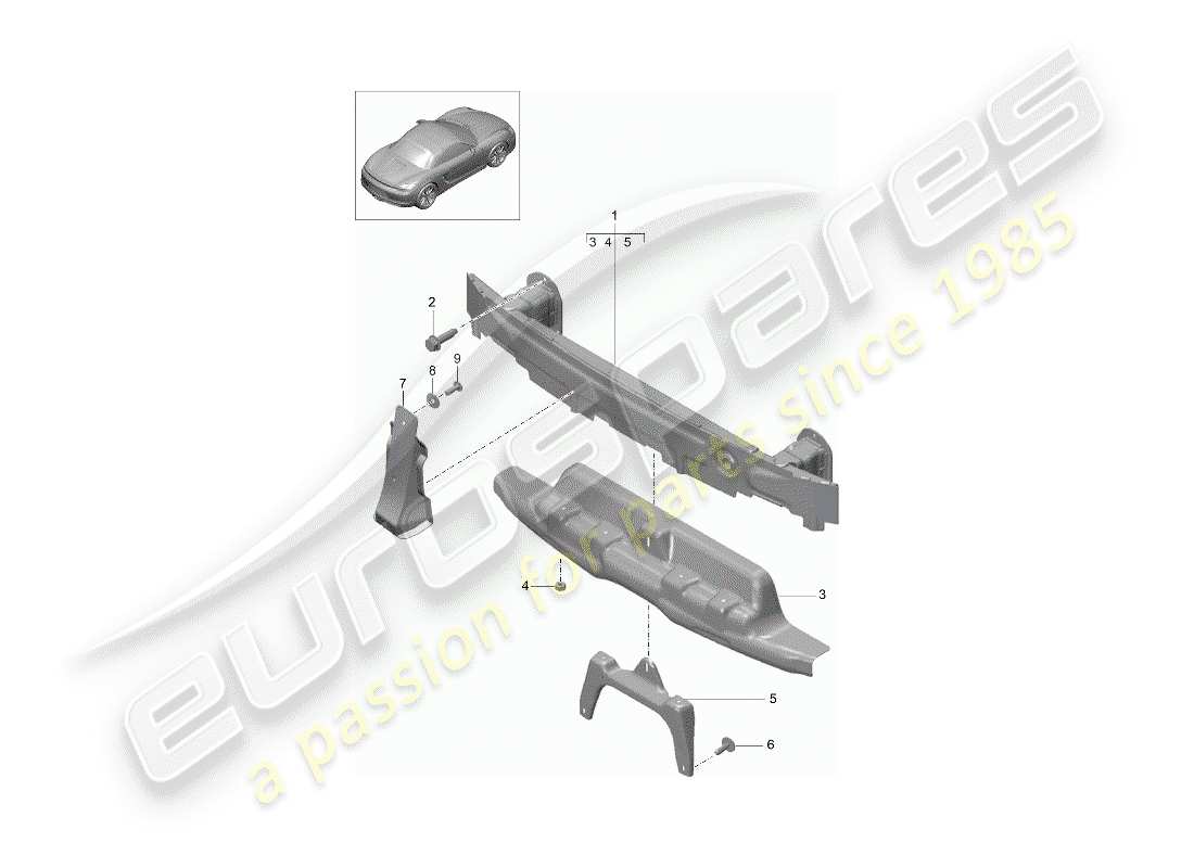 porsche 2015 (981 boxster) stoßstangenhalterung - ersatzteildiagramm
