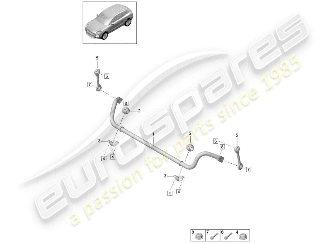 porsche 2020 (macan) stabilisator - ersatzteildiagramm