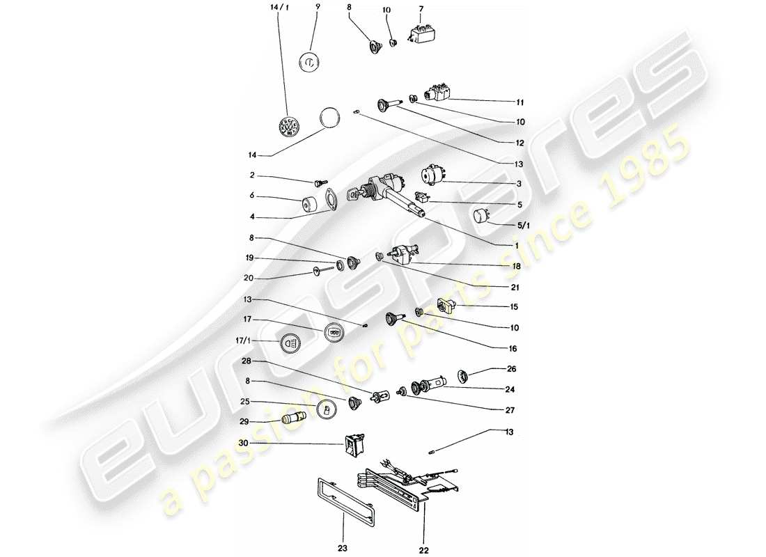 porsche 1970 (914) schalter - armaturenbrettverkleidung ersatzteildiagramm