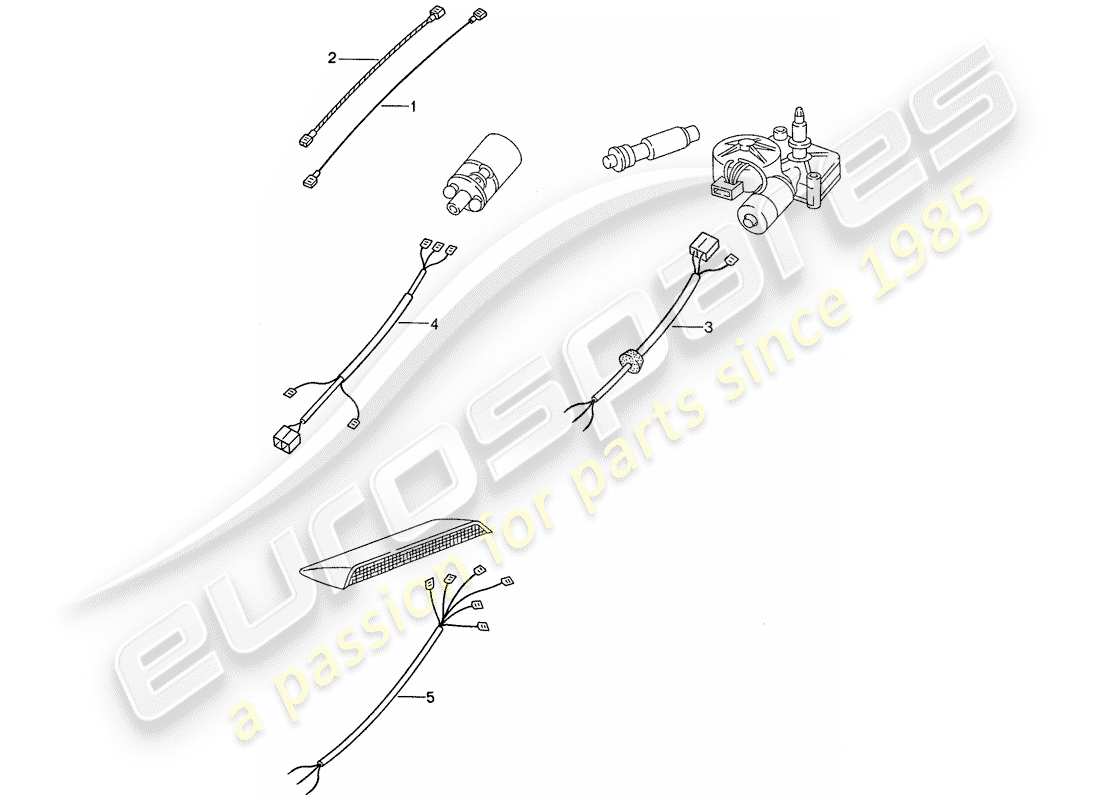 porsche 1991 (944) kabelbäume - hinteres ende ersatzteildiagramm