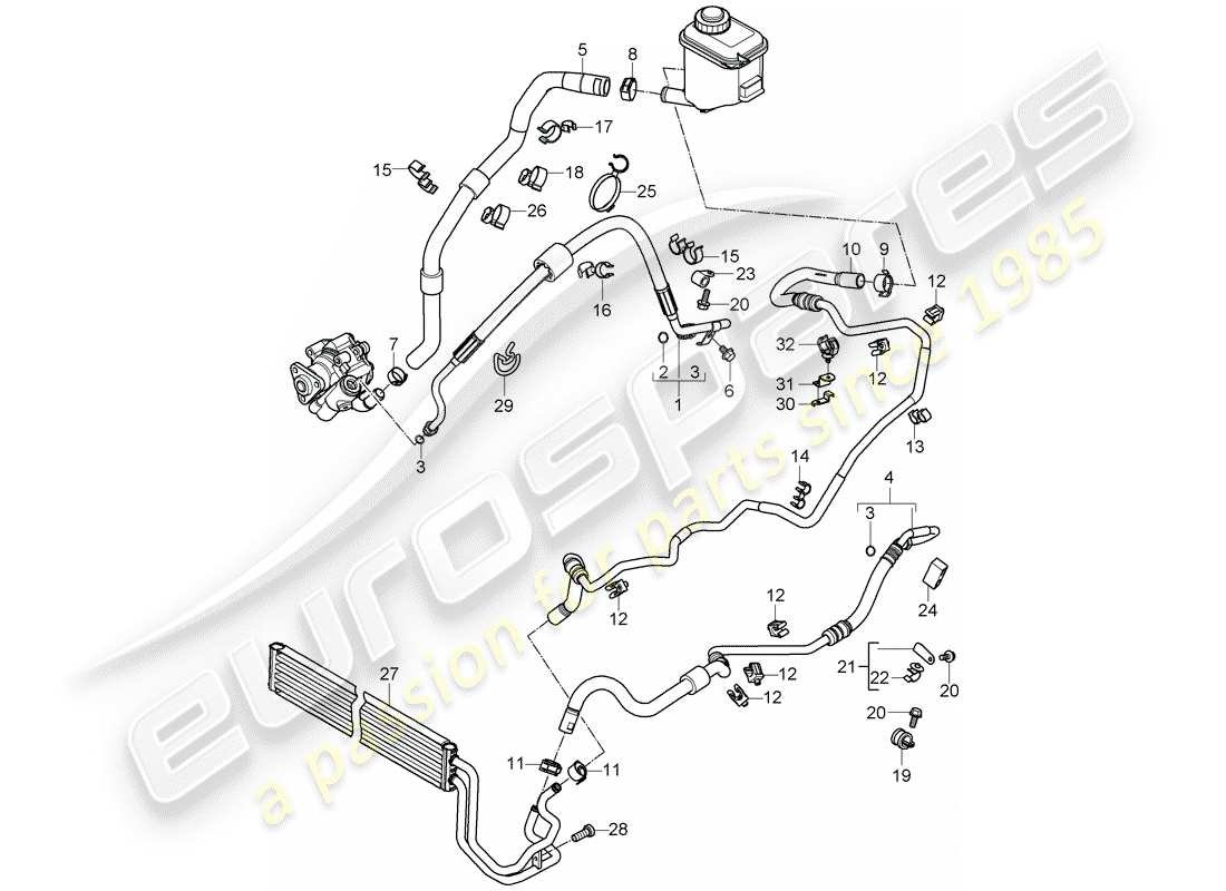porsche 2008 (cayenne e1 9pa) servolenkung - teilediagramm