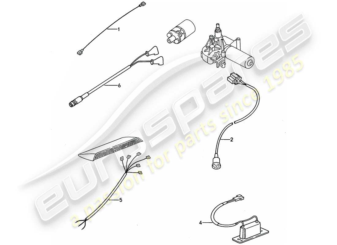 porsche 1993 (968) kabelbäume - hinteres ende ersatzteildiagramm