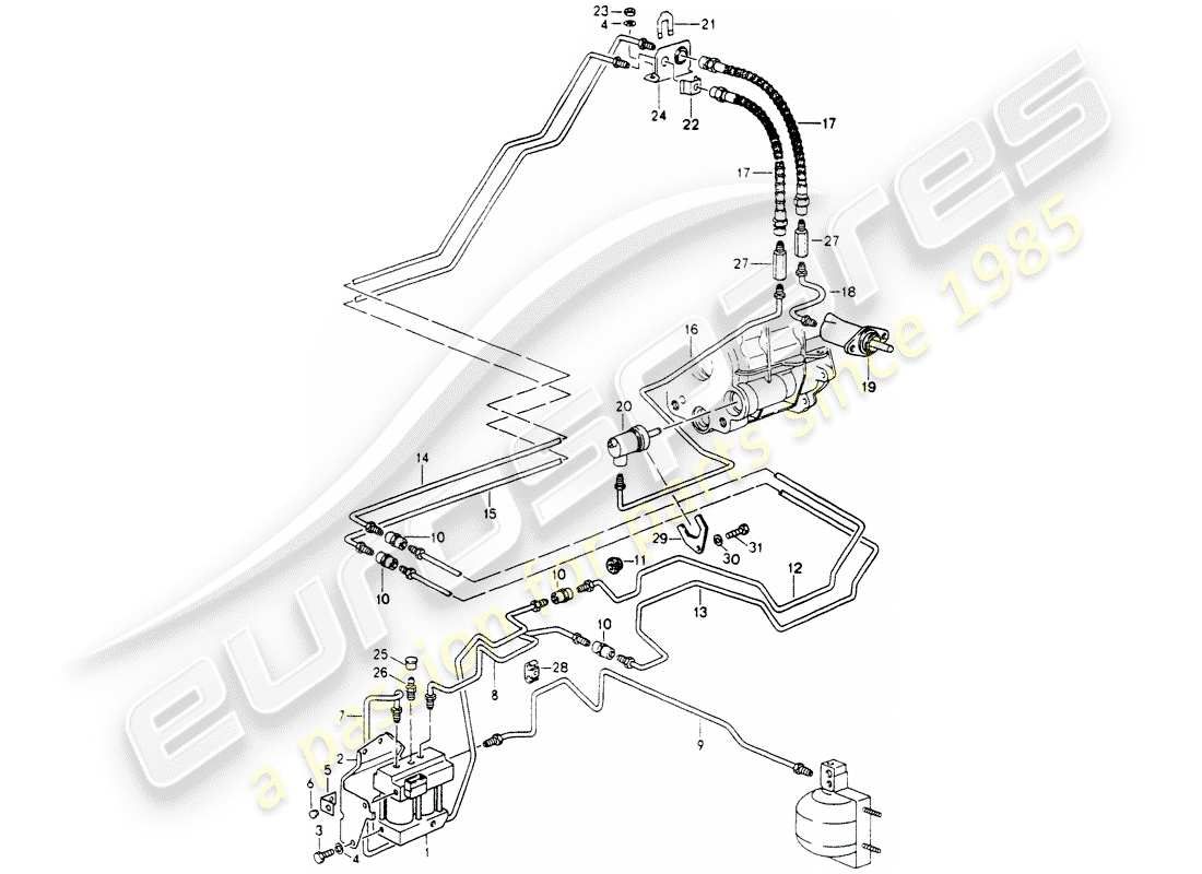 porsche 1994 (964) schlosssteuerung - ersatzteildiagramm