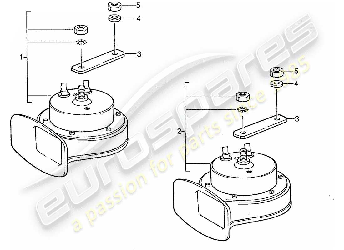 porsche 1989 (928) fanfare horn ersatzteildiagramm