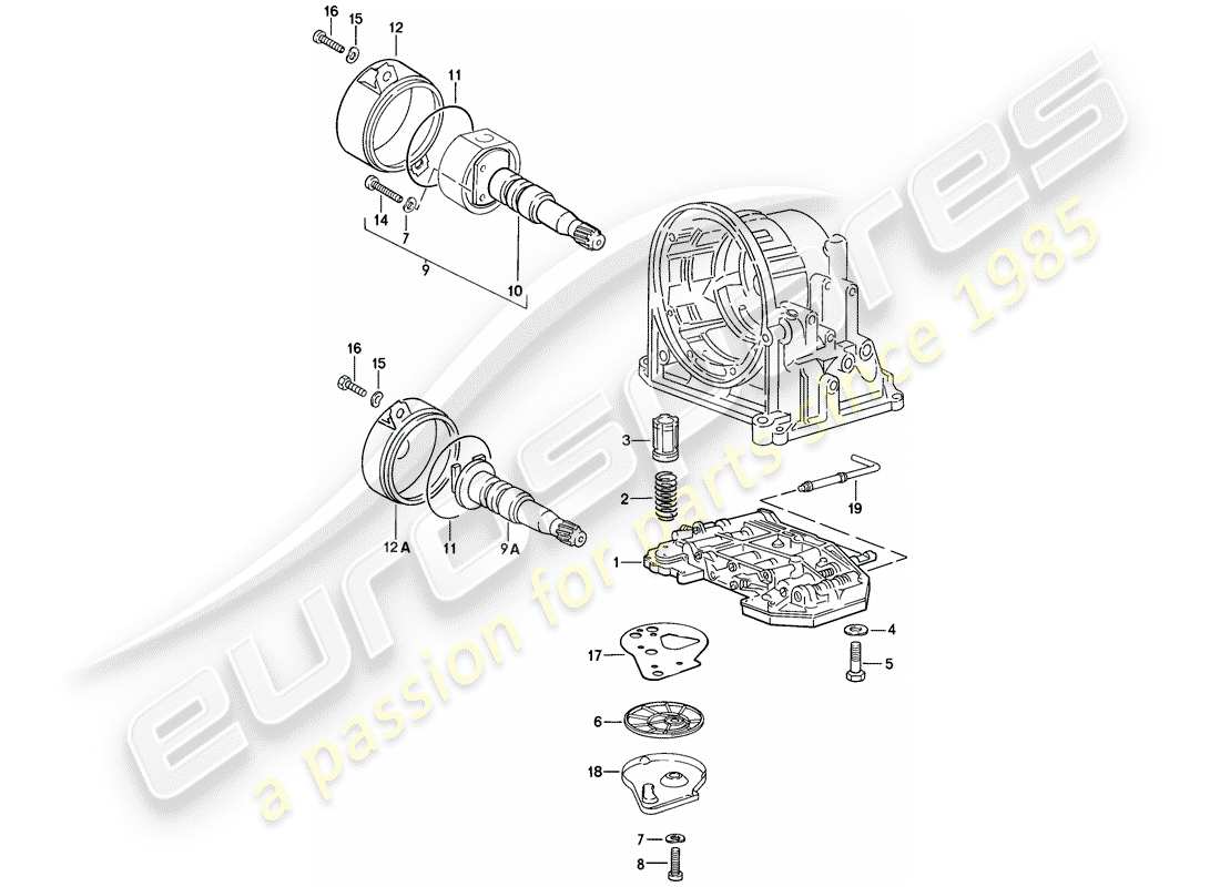 porsche 1983 (944) ventilkörper - regler - ölsieb - automatikgetriebe ersatzteildiagramm