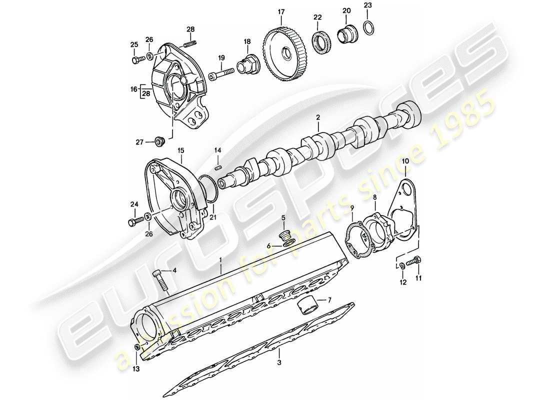 porsche 1983 (944) nockenwellengehäuse - nockenwellen-teilediagramm