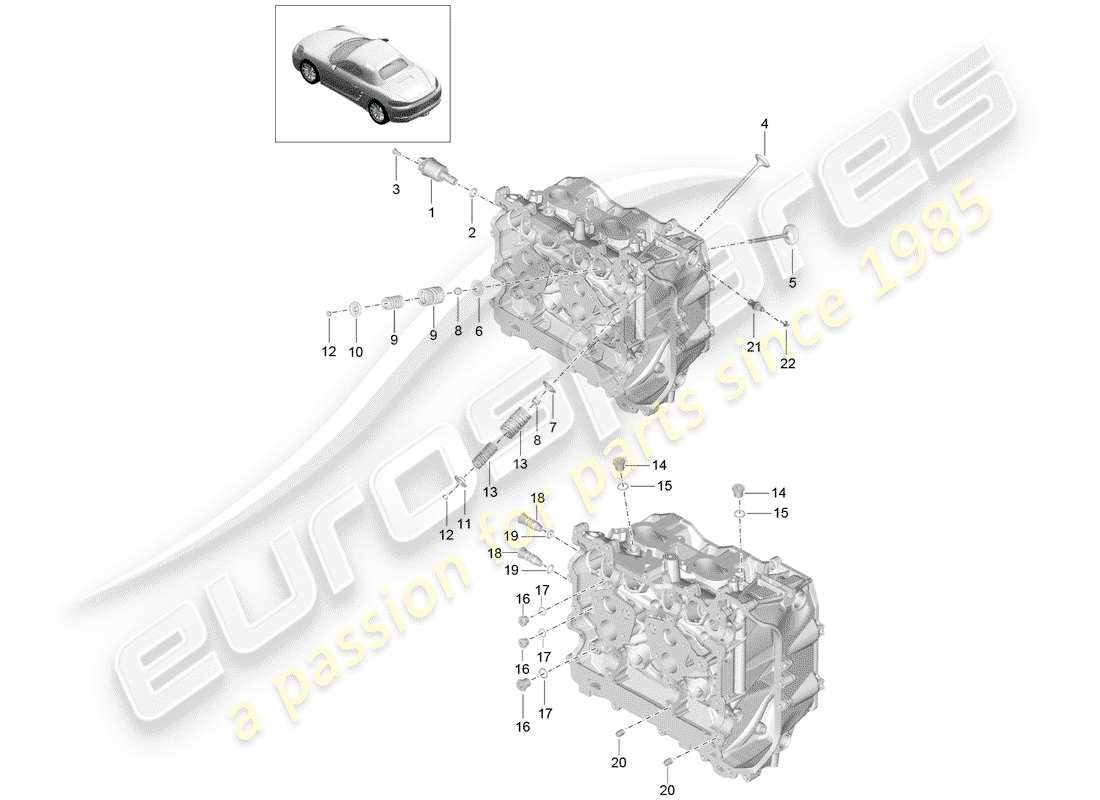 porsche 2019 (718 boxster) zylinderkopf teilediagramm