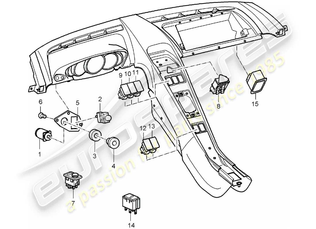 porsche 2005 (carrera gt) switch-ersatzteildiagramm