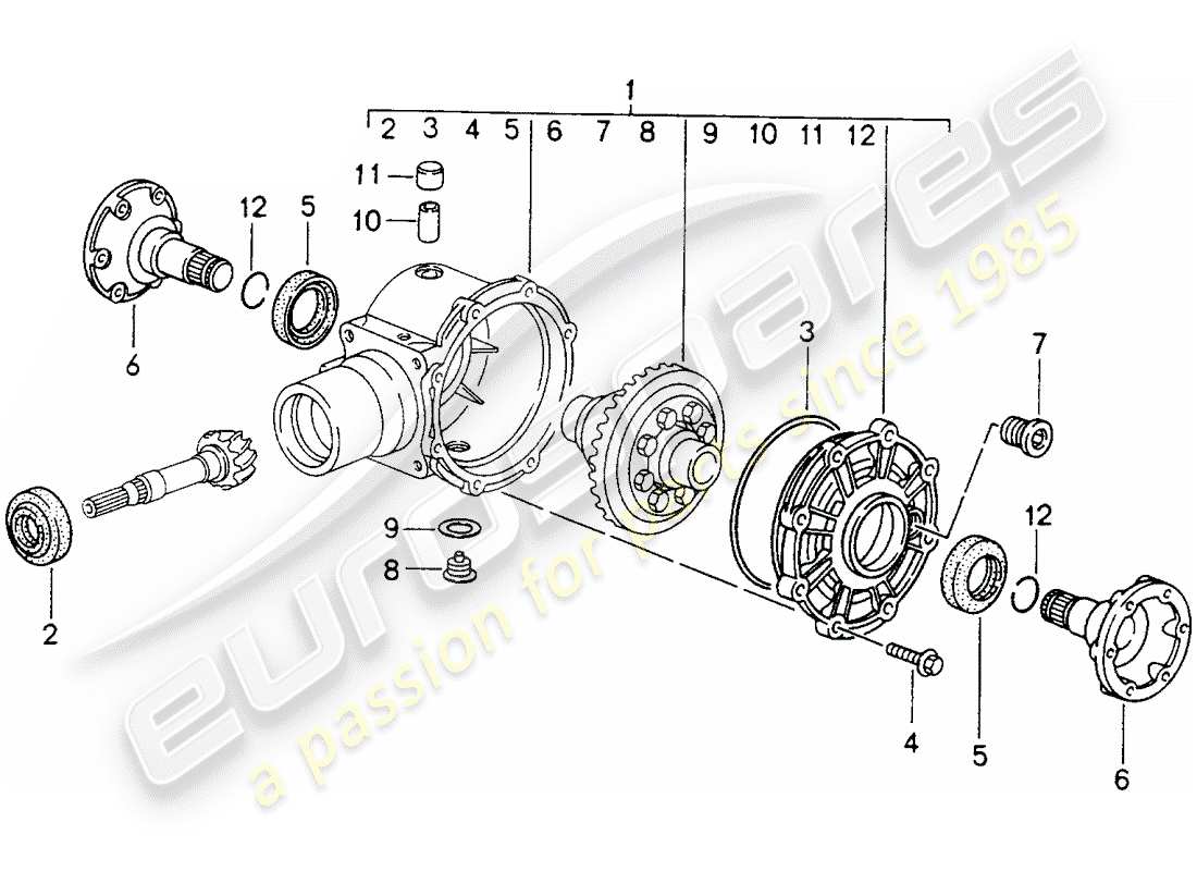 porsche 1994 (993) vorderachsdifferential - - - d - mj 1995>> ersatzteildiagramm