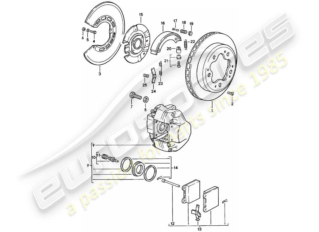 porsche 1979 (911) scheibenbremsen - hinterachse ersatzteildiagramm