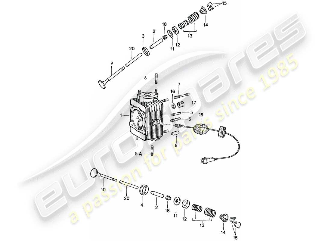porsche 1984 (911) zylinderkopf teilediagramm