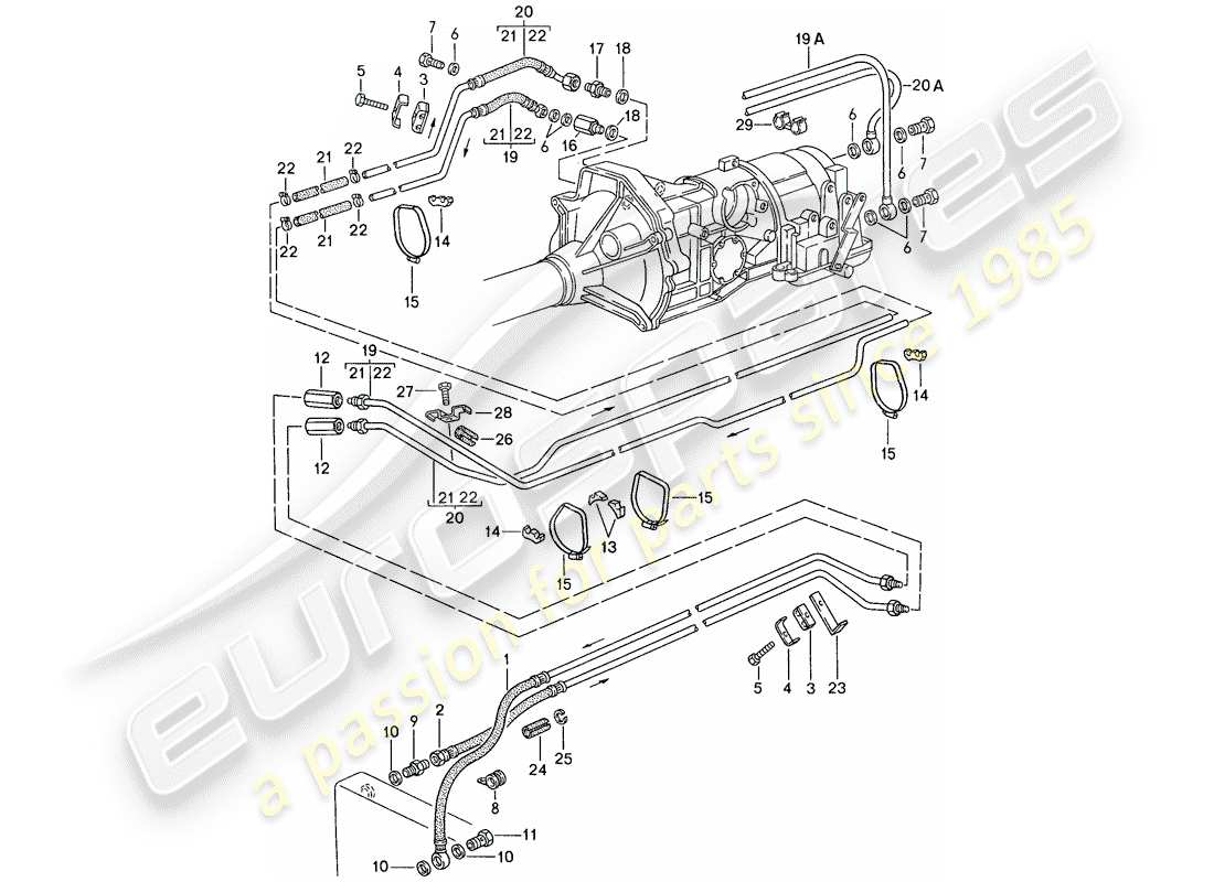 porsche 1990 (944) ölkühlung - für - automatikgetriebe - d >> - mj 1989 ersatzteildiagramm