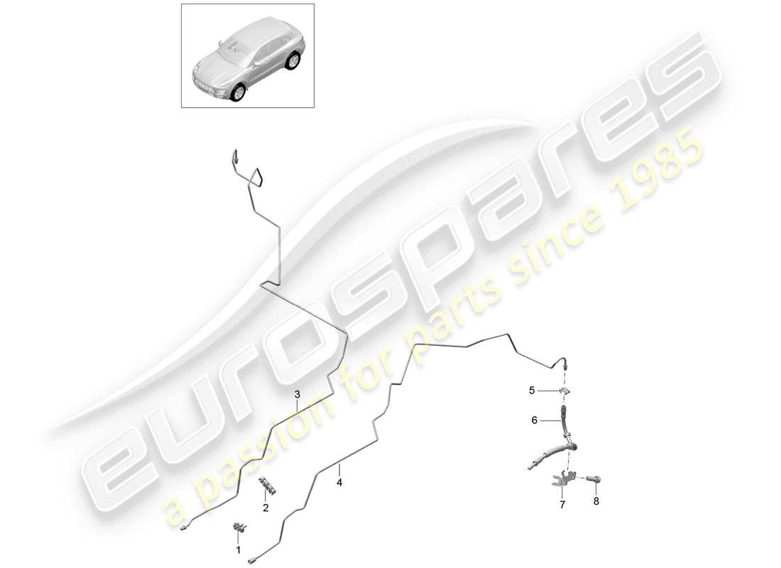 porsche 2015 (macan) bremsleitung ersatzteildiagramm