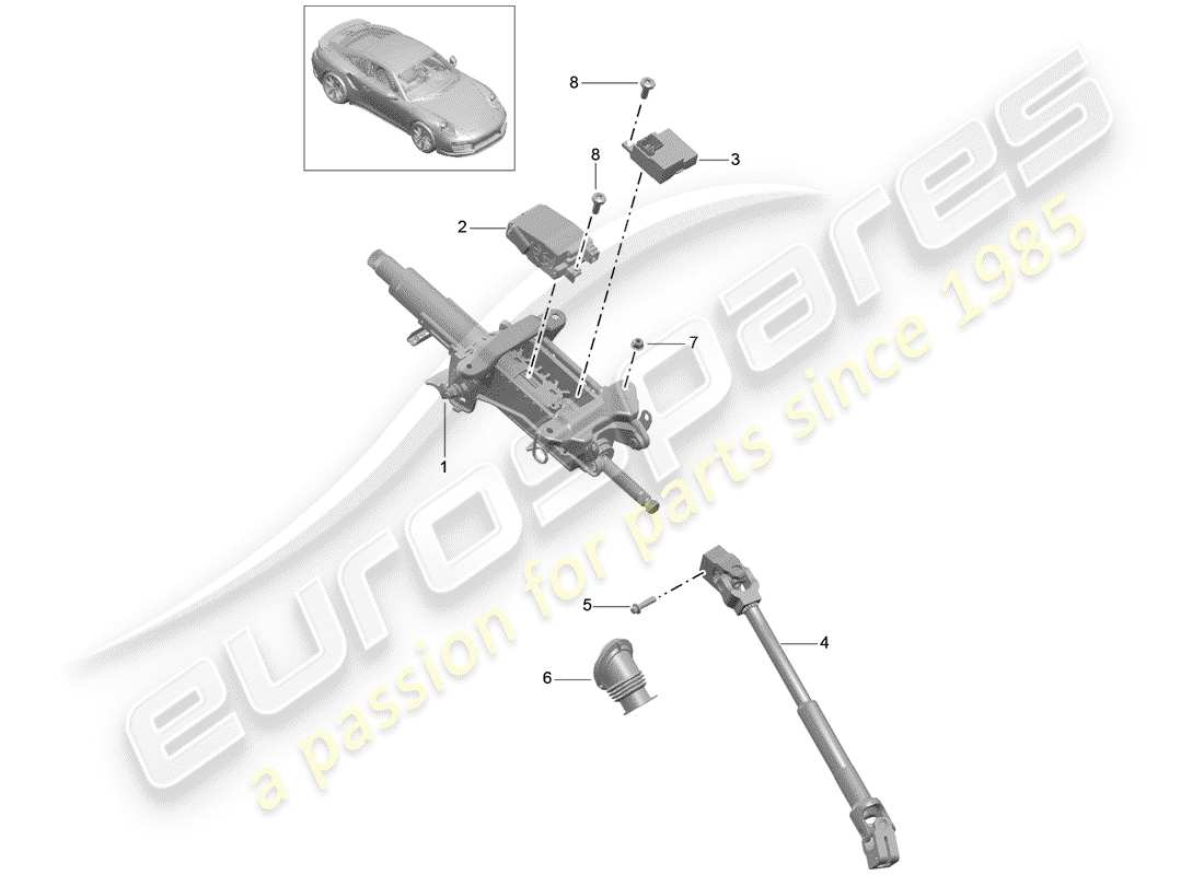 porsche 2019 (991-2 turbo) lenksäule teilediagramm