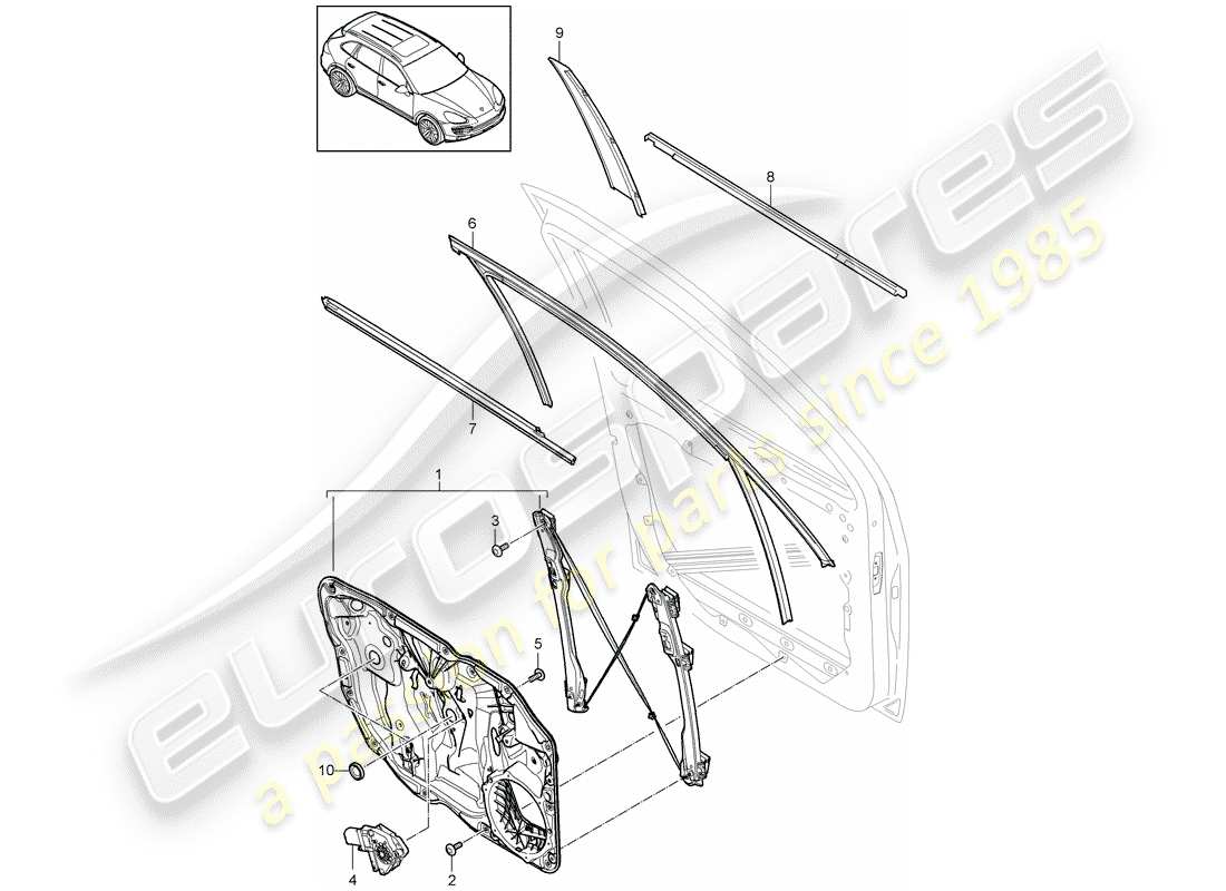 porsche 2012 (cayenne e2 92a) fensterheber teilediagramm