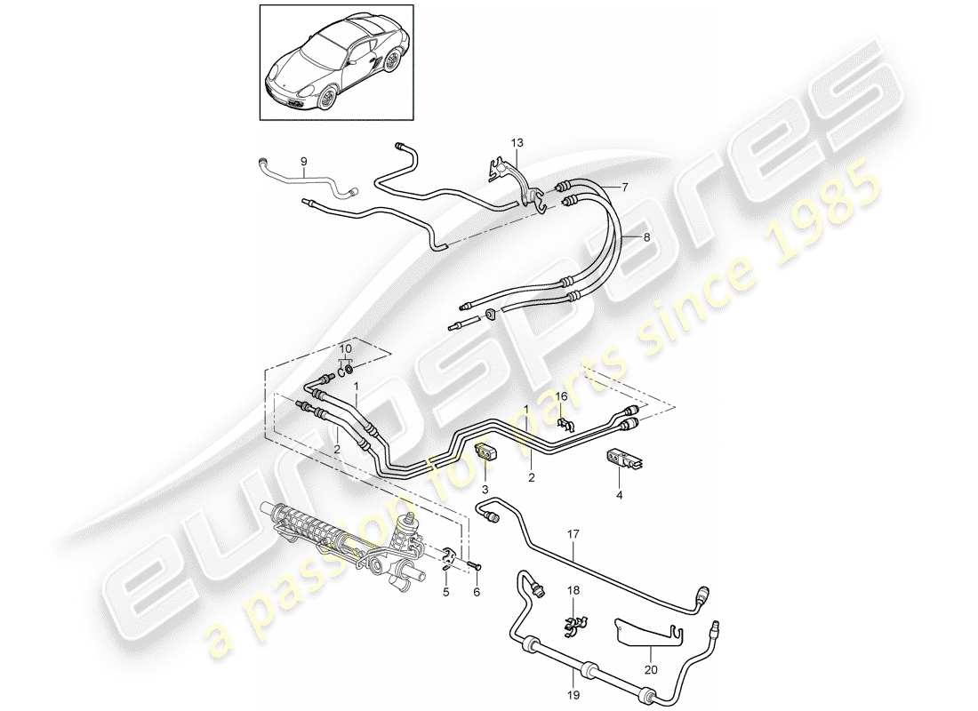 porsche 2009 (987 cayman) servolenkung - teilediagramm
