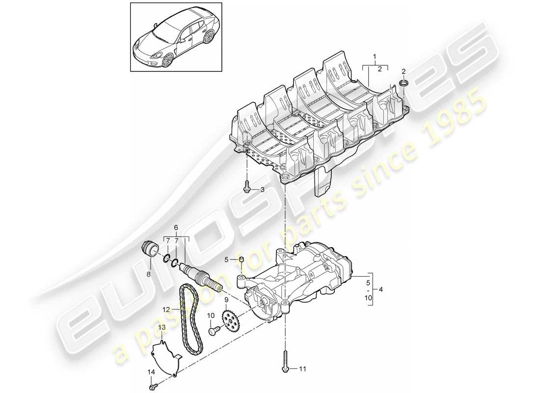 porsche 2014 (panamera 970) ölleitblech ersatzteildiagramm