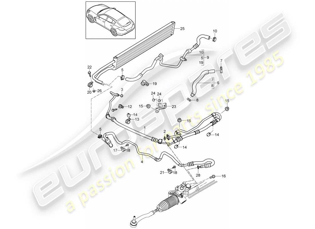 porsche 2011 (panamera 970) servolenkung - teilediagramm