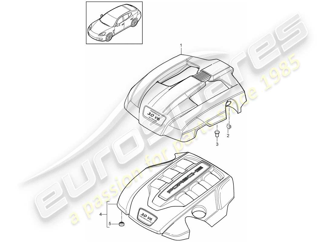 porsche 2011 (panamera 970) motorabdeckung ersatzteildiagramm