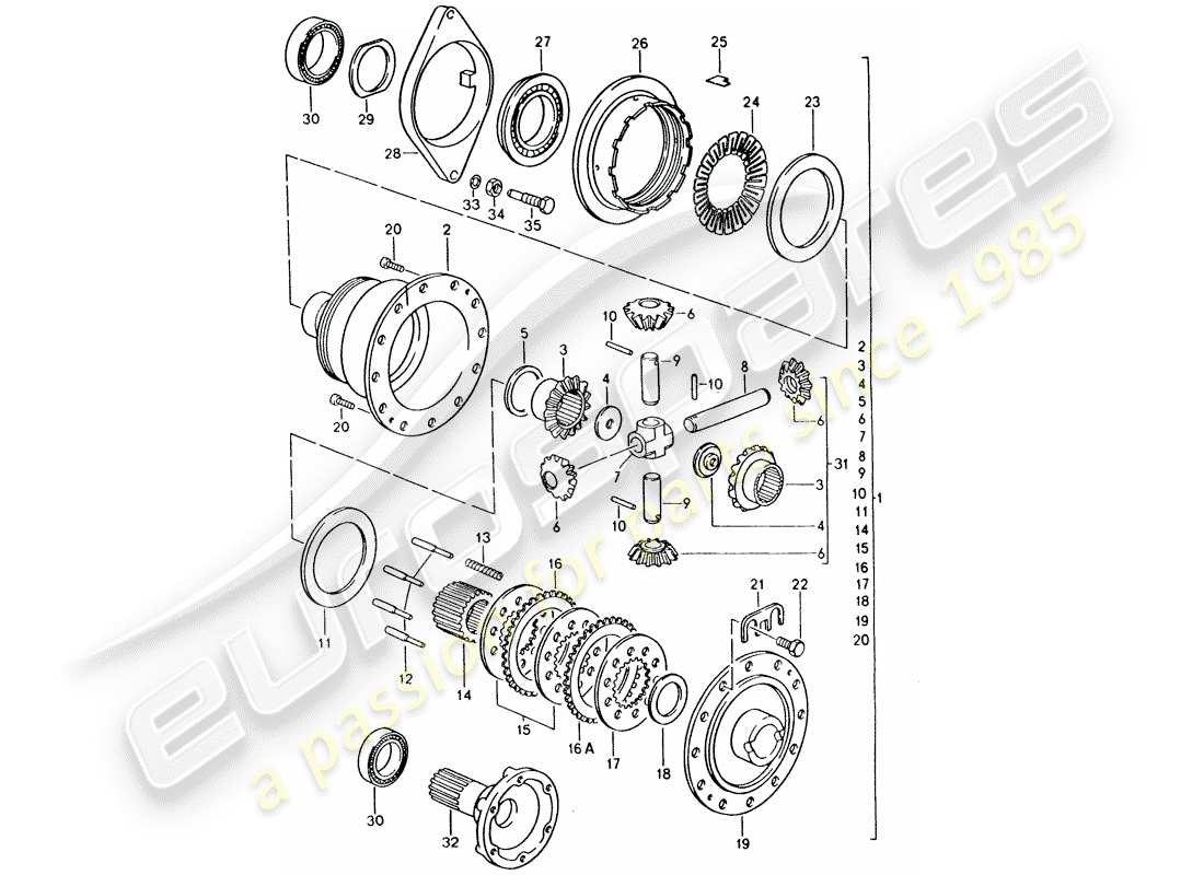 porsche 1994 (928) automatikgetriebe - porsche - sperrdifferential ersatzteildiagramm