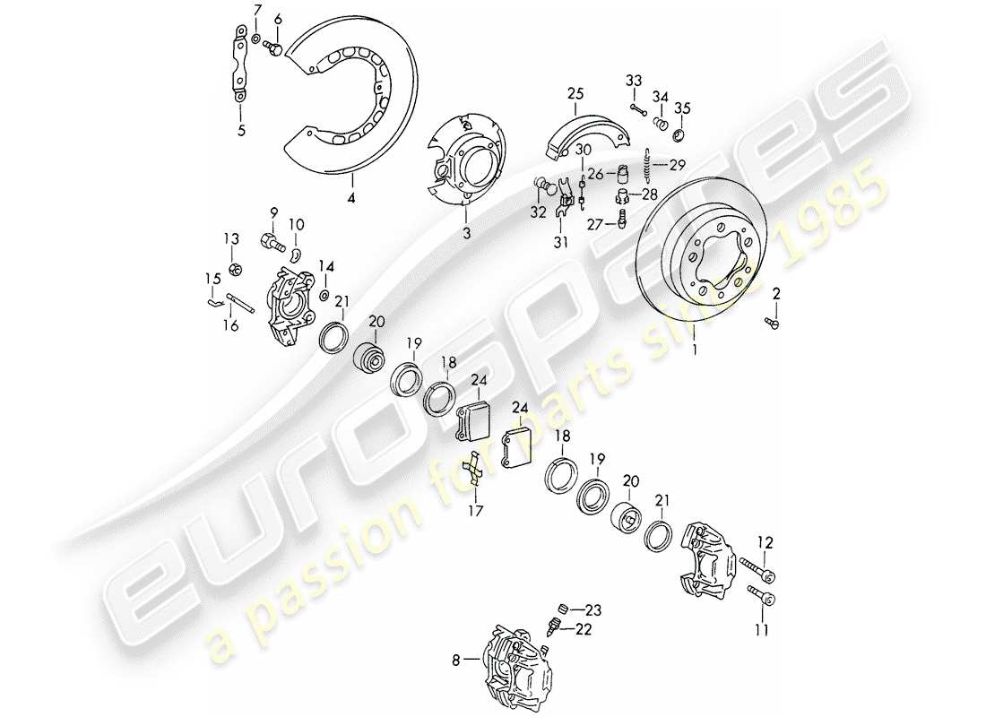 porsche 1965 (911/912) scheibenbremsen - d - mj 1969>> - mj 1969 ersatzteildiagramm