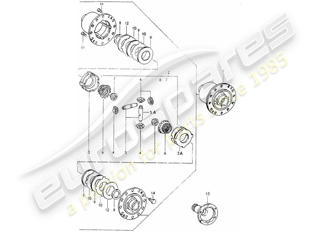 porsche 1994 (964) sperrdifferential ersatzteildiagramm