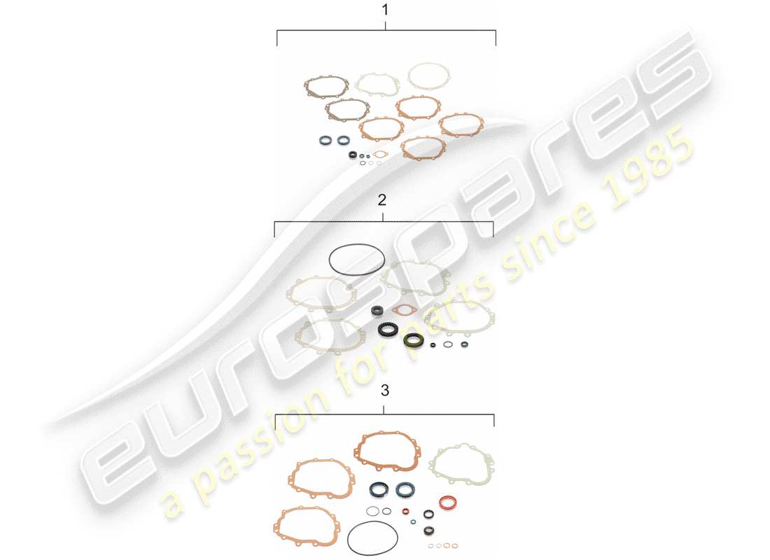 porsche 1967 (911/912) ersatzgetriebe - reparatursätze - dichtungssatz ersatzteildiagramm