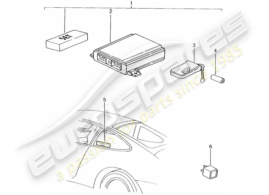 porsche 2000 (tequipment) alarmsystem teilediagramm