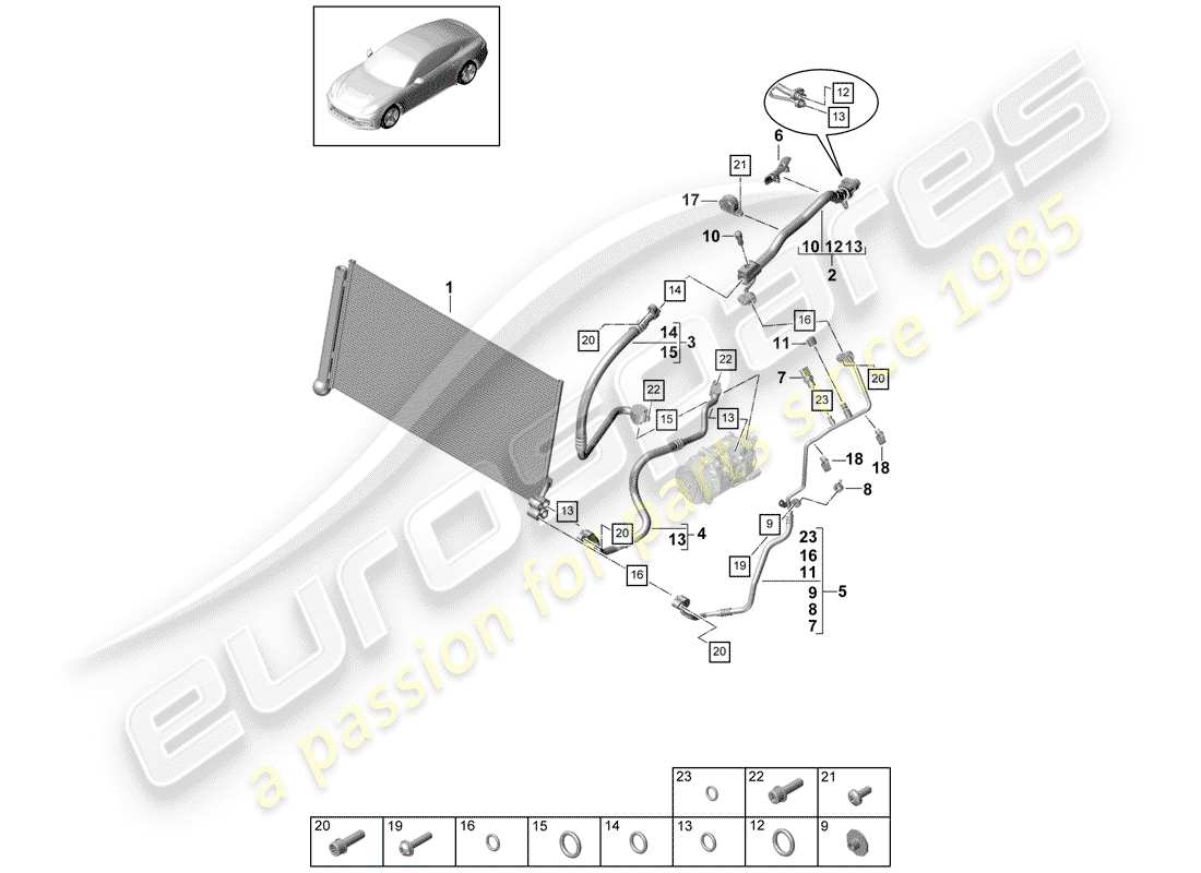porsche 2020 (panamera 971-1) kältemittelkreislauf teilediagramm