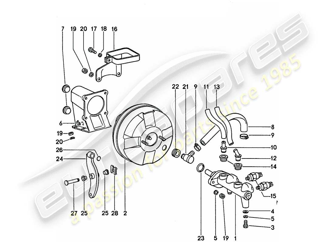 porsche 1976 (911) hauptbremszylinder - für fahrzeuge mit - bremskraftverstärker - d - mj 1977>> ersatzteildiagramm