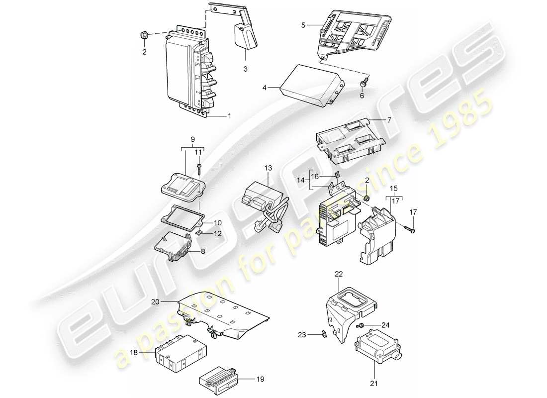 porsche 2006 (987 cayman) steuergeräte ersatzteildiagramm
