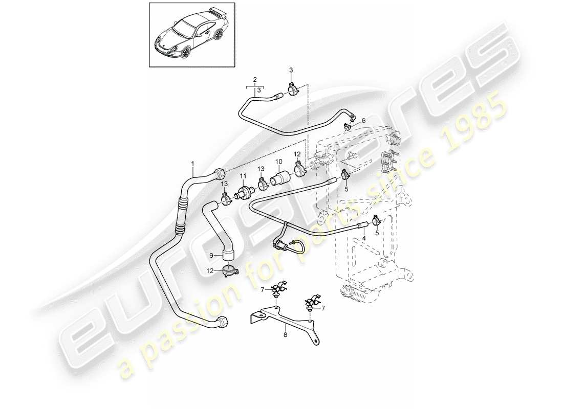 porsche 2008 (997-1 gt3) lines ersatzteildiagramm