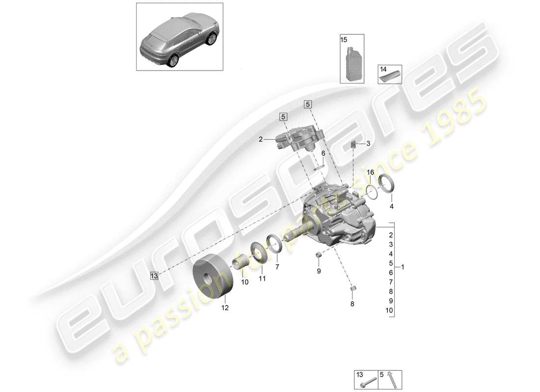 porsche 2020 (macan) verteilergetriebe-ersatzteildiagramm