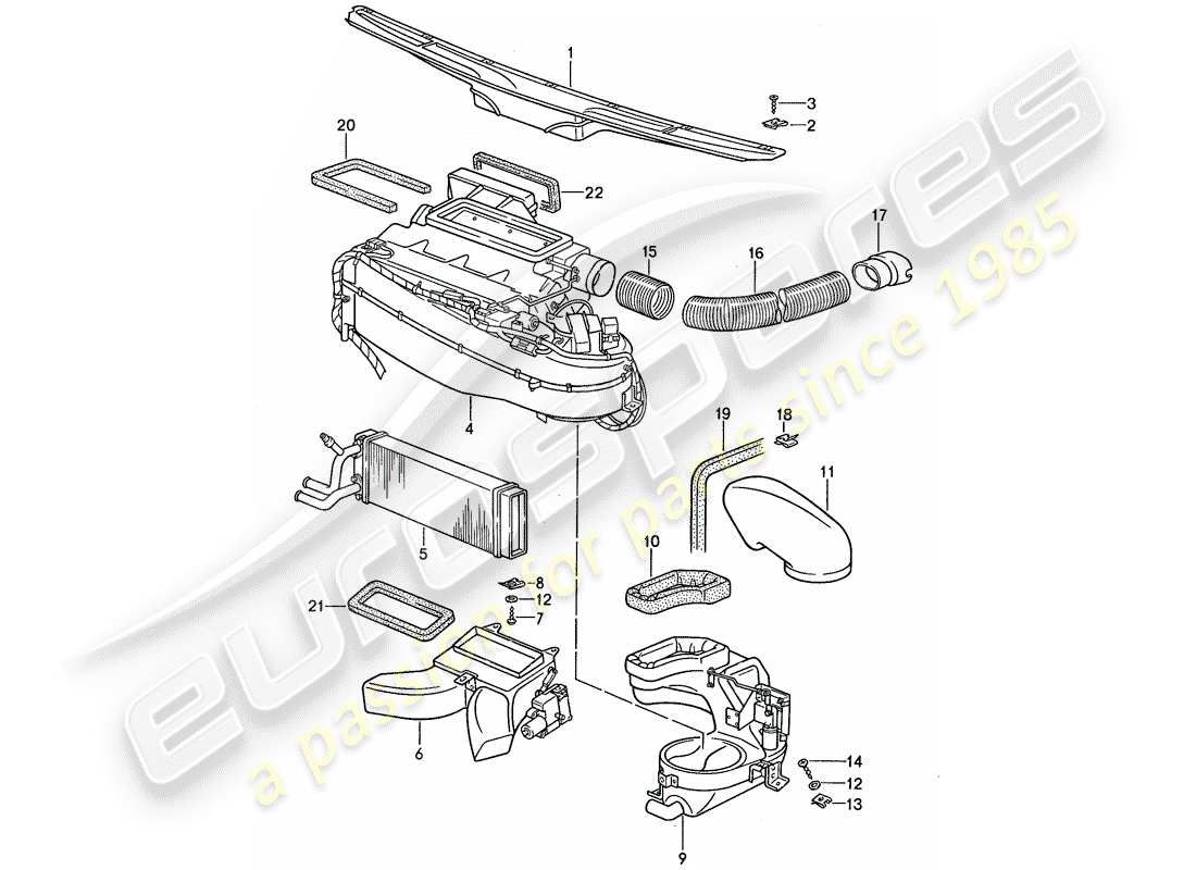 porsche 1988 (959) belüftung - heizungsystem 1 ersatzteildiagramm
