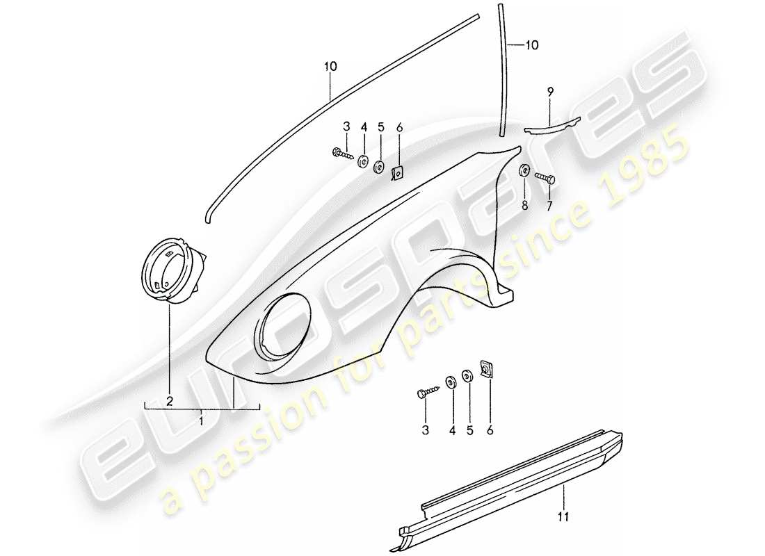 porsche 1988 (959) außenverkleidung - ersatzteildiagramm