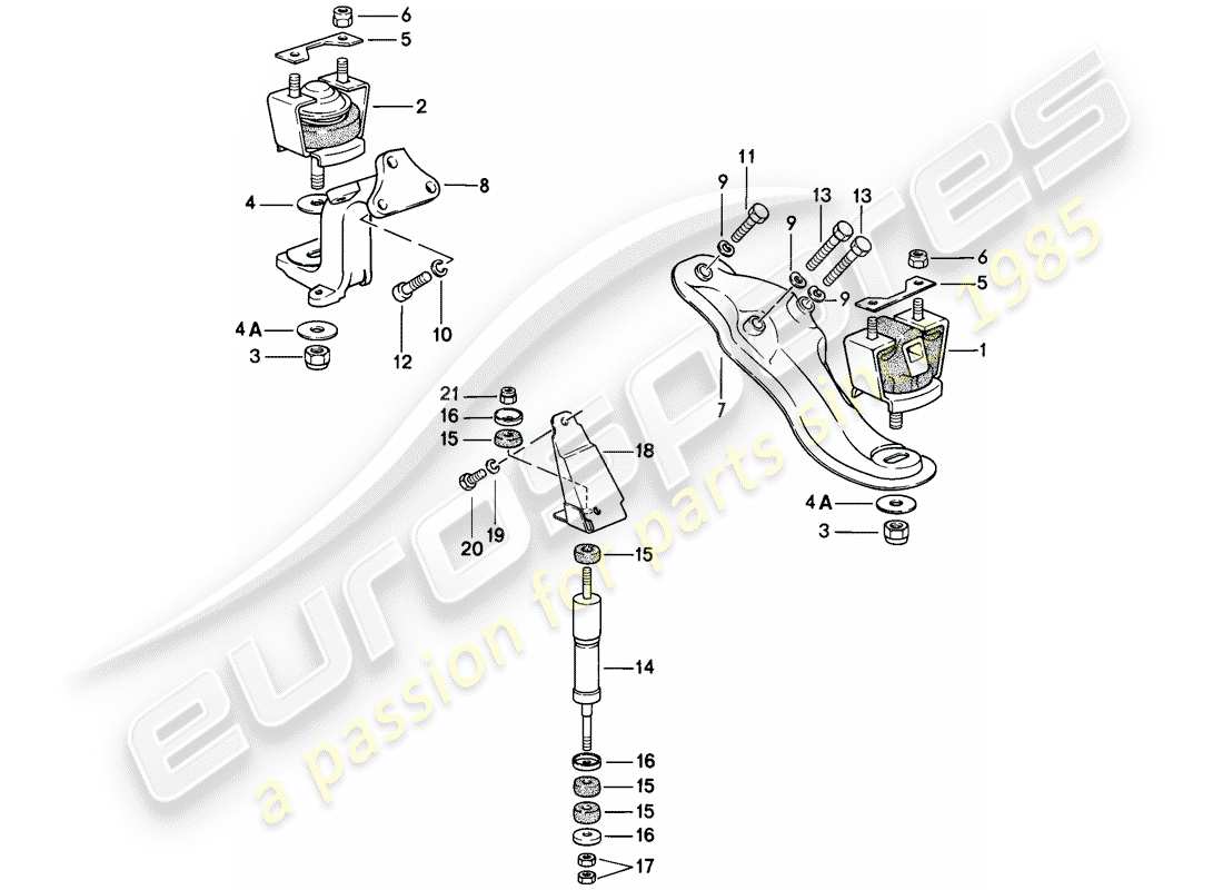 porsche 1979 (924) motoraufhängung teilediagramm