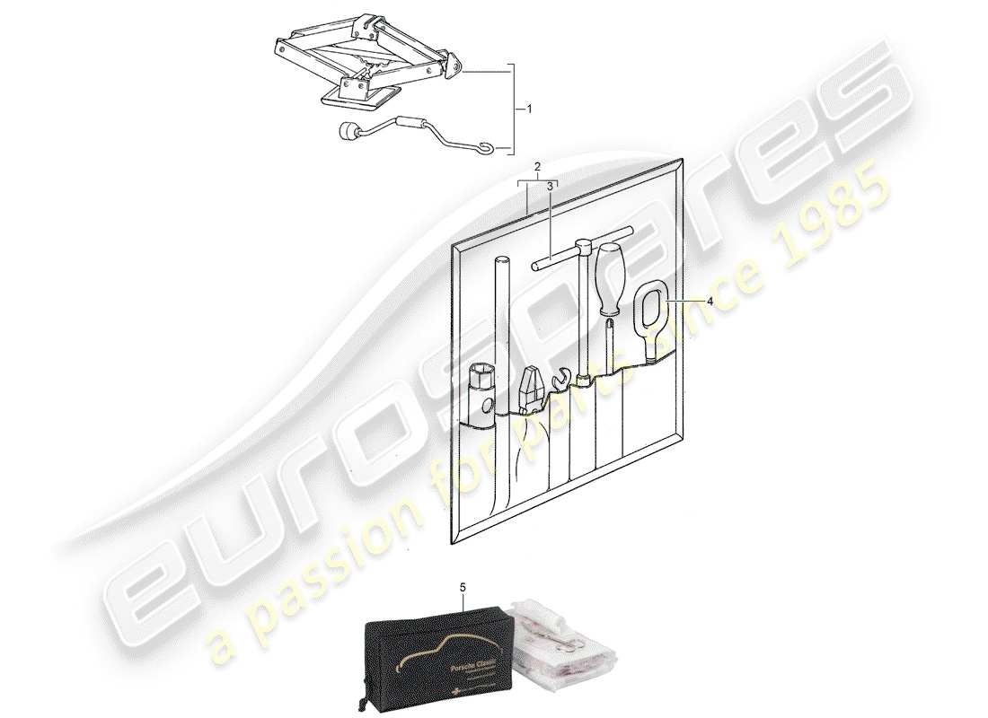 porsche 1988 (924s) zubehör - werkzeug - erste-hilfe-set ersatzteildiagramm