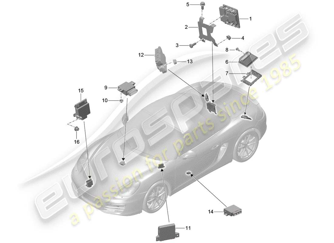 porsche 2013 (981 boxster) steuergeräte ersatzteildiagramm