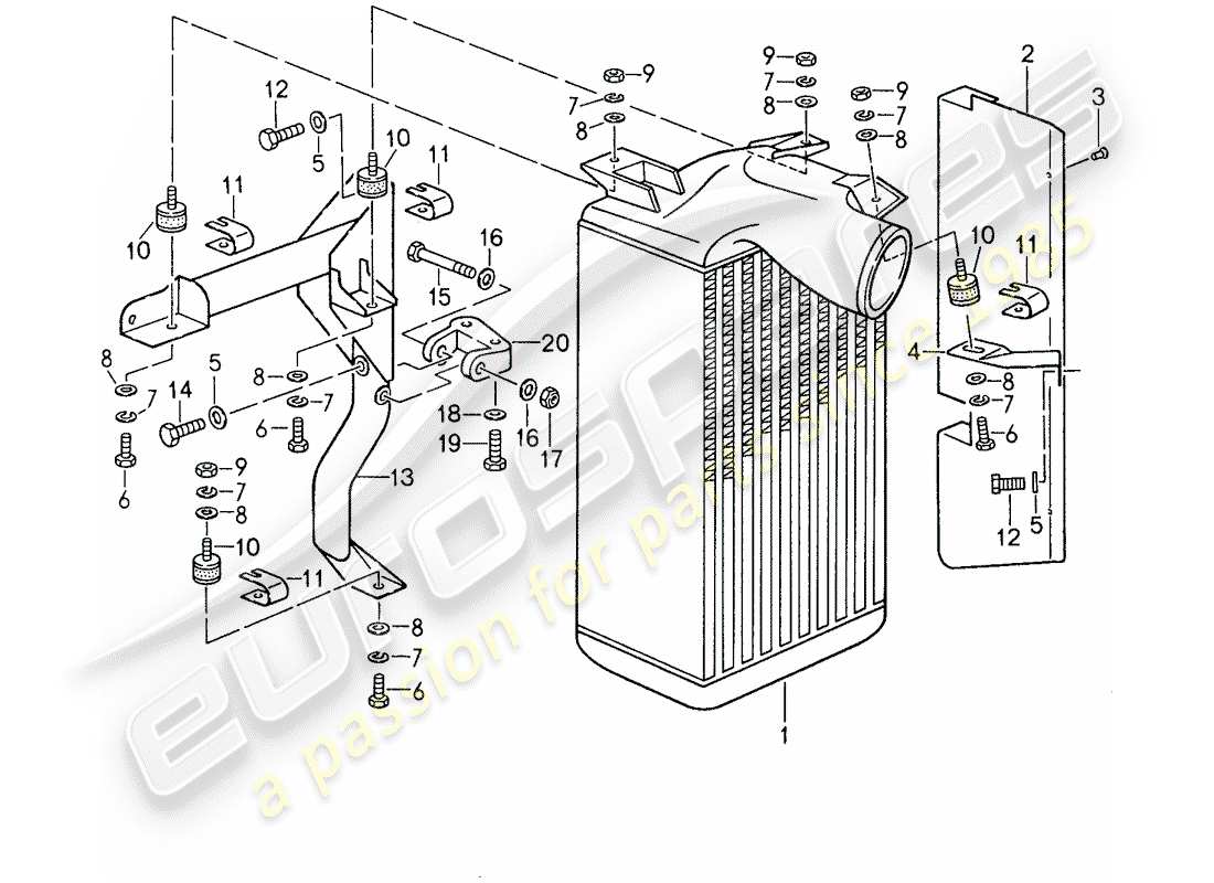 porsche 1988 (959) ladeluftkühler - teilediagramm