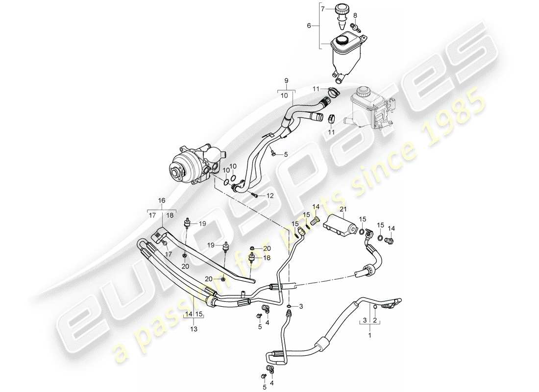 porsche 2008 (cayenne e1 9pa) servolenkung - teilediagramm