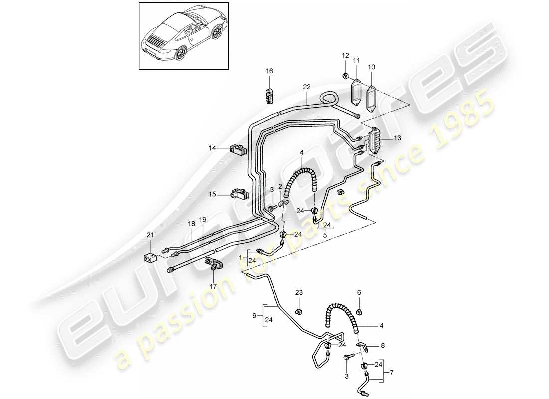 porsche 2012 (997-2) bremsleitung ersatzteildiagramm