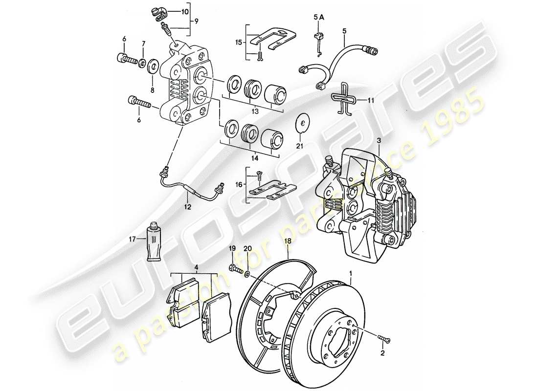 porsche 1991 (944) scheibenbremsen - hinterachse ersatzteildiagramm