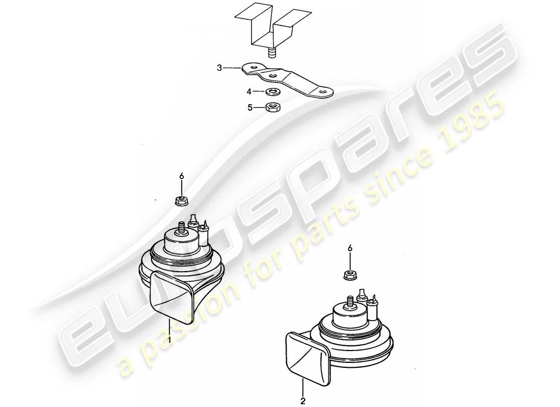 porsche 1995 (968) horn-ersatzteildiagramm