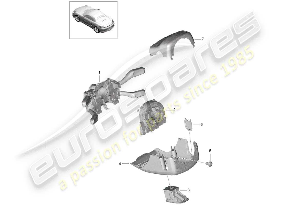 porsche 2015 (981 boxster) lenkstockschalter ersatzteildiagramm