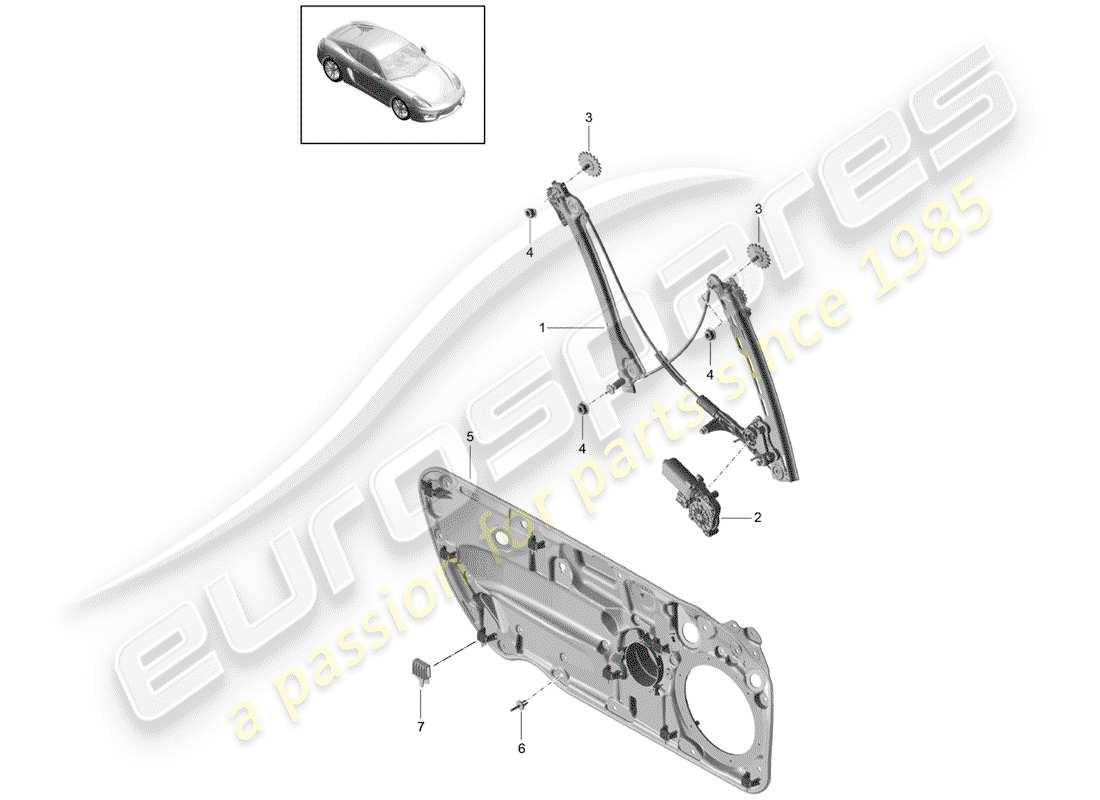 porsche 2014 (981 cayman) fensterheber teilediagramm