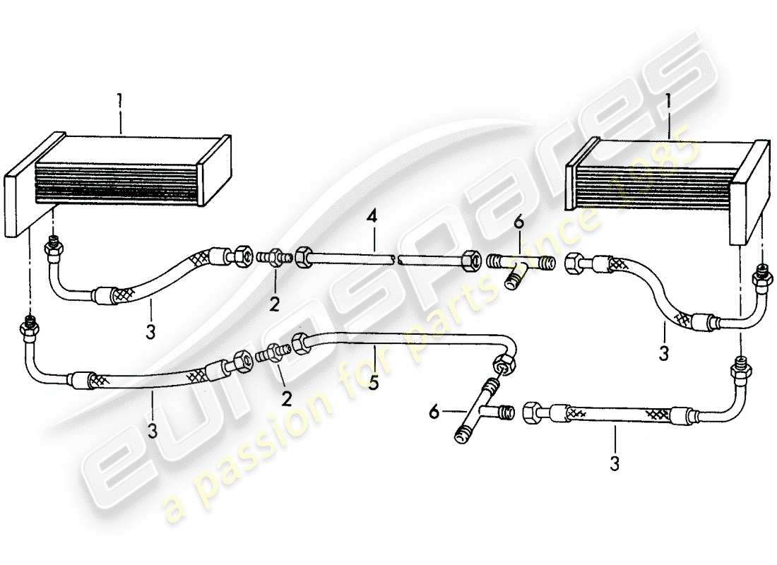 porsche 1950 (356/356a) motorschmierung - ölkühler ersatzteildiagramm